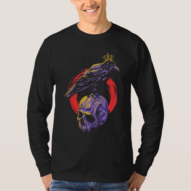 Gothic Crow Crown Creepy Animal Bird Spooky Raven T-Shirt (Front)