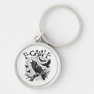 Gothic Crow F-Caw-F Humor Funny Essential Retro Cl Key Ring