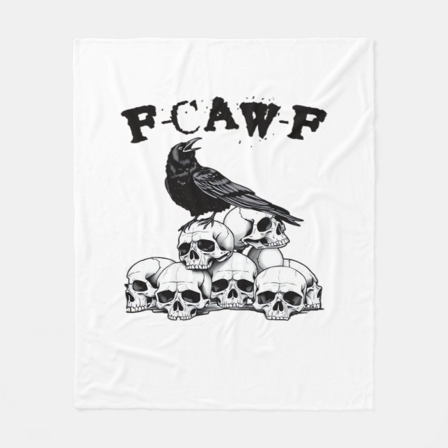 Gothic Crow F Caw F Raven Skull Halloween Graphic  Fleece Blanket (Front)