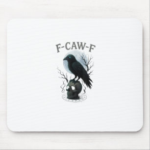 Gothic Crow F-Caw-F Raven Skull Moon Halloween Mouse Pad
