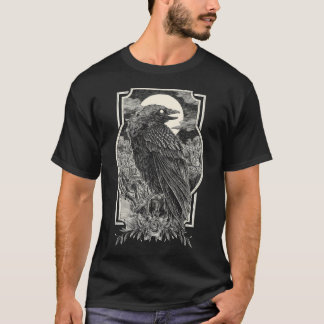Gothic Crow Full Moon Night Awesome Artwork T-Shirt