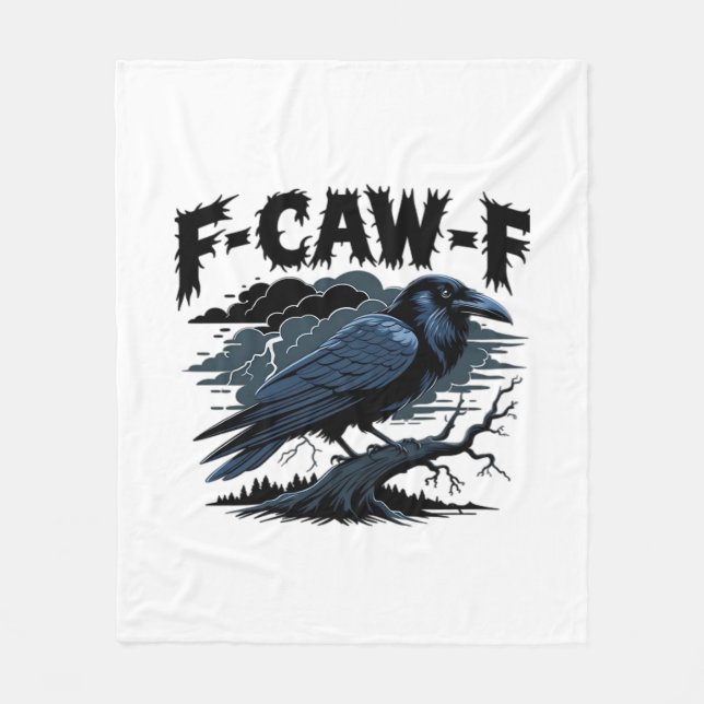 Gothic Crow Funny Humour F-Caw-F Essential Minimal Fleece Blanket (Front)