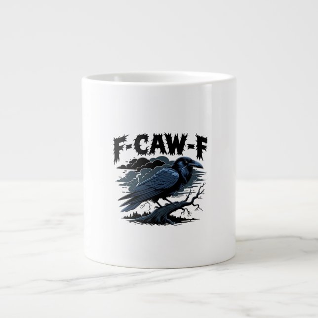 Gothic Crow Funny Humour F-Caw-F Essential Minimal Large Coffee Mug (Front)