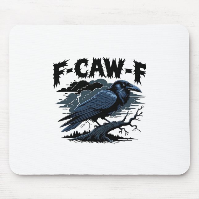 Gothic Crow Funny Humour F-Caw-F Essential Minimal Mouse Pad (Front)