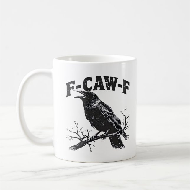 Gothic Crow Humor F-Caw-F Funny Essential Coffee Mug (Left)