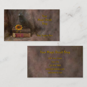 Gothic Crow Vintage Old Magic Occult Books Business Card