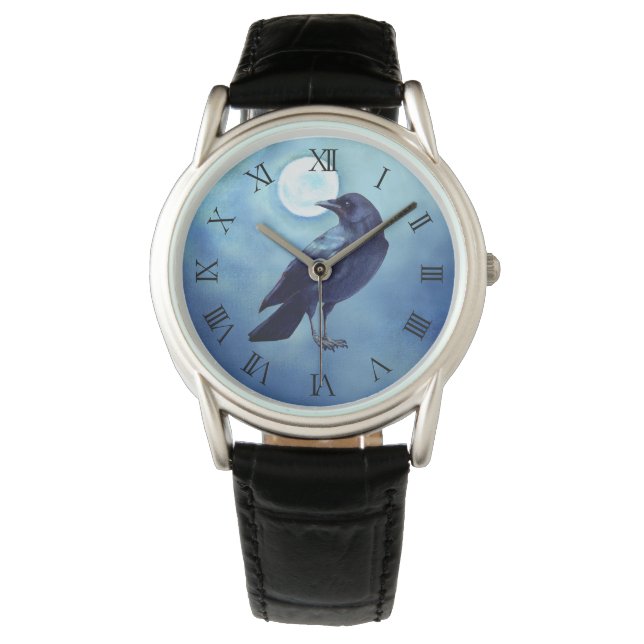 Gothic Crow Watch in Blue (Front)