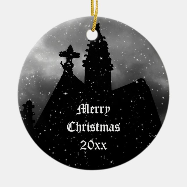 Gothic crypt Christmas ornament to personalise (Front)