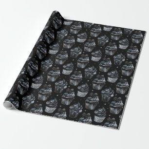 Gothic Cute Haunted Cupcakes with Hearts Wrapping Paper