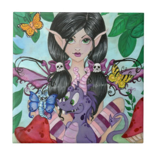 "Gothic Cuties #2" Fairy Art Ceramic tile