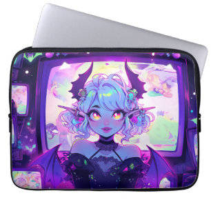 Gothic Cyberpunk Demon Fantasy Anime Girl Laptop Sleeve