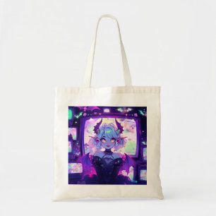 Gothic Cyberpunk Demon Fantasy Anime Girl Tote Bag