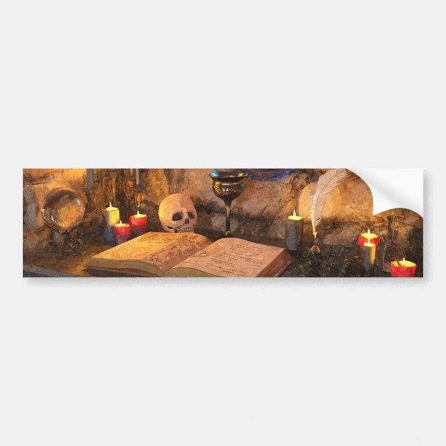 Gothic Dark Academia Candlelit Study Art Bumper Sticker (Front)