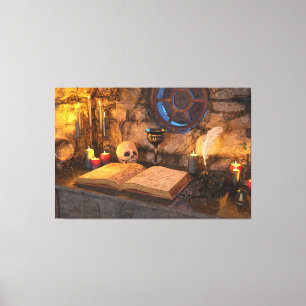 Gothic Dark Academia Candlelit Study Art Canvas Print