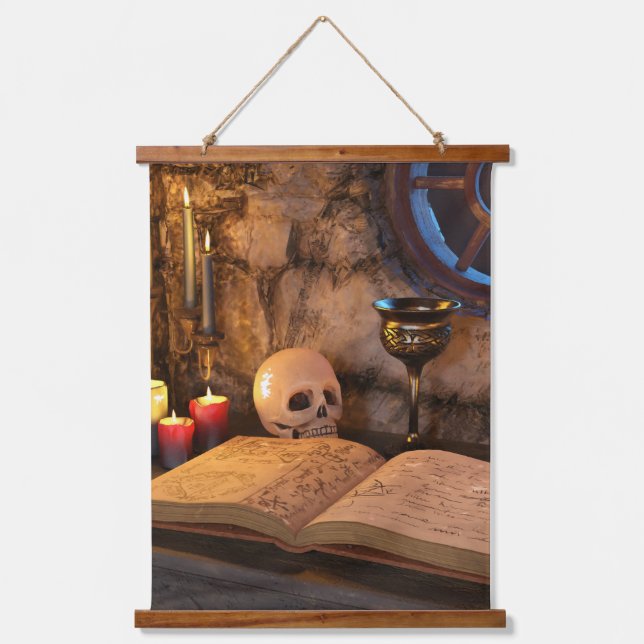 Gothic Dark Academia Candlelit Study Art Hanging Tapestry (Front)