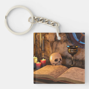Gothic Dark Academia Candlelit Study Art Key Ring