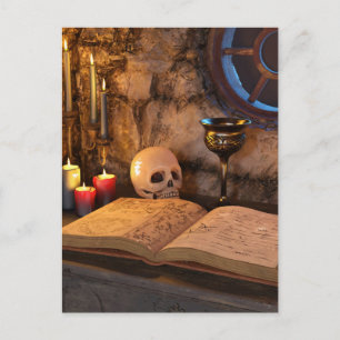 Gothic Dark Academia Candlelit Study Art Postcard