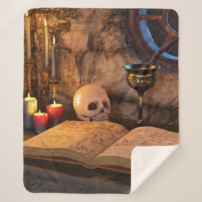 Gothic Dark Academia Candlelit Study Art Sherpa Blanket (Front)
