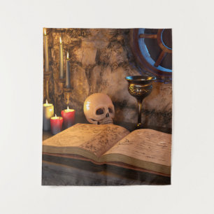 Gothic Dark Academia Candlelit Study Art Tapestry