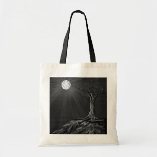 Gothic Dark Academia Moonlit Tree Charcoal Art Can Tote Bag