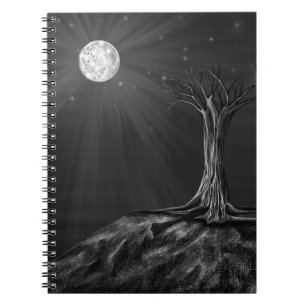 Gothic Dark Academia Moonlit Tree Spiral Notebook