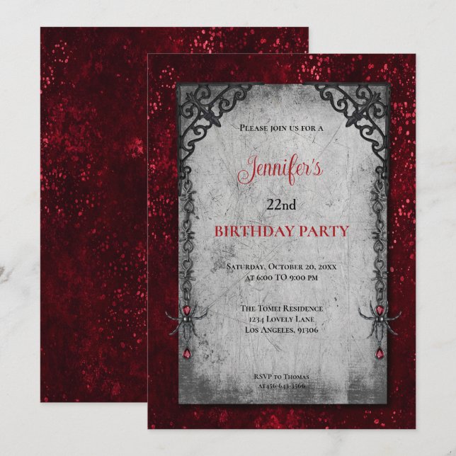 Gothic Dark Birthday invitation (Front/Back)
