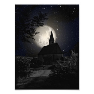 Gothic dark castle in the moon light photo print