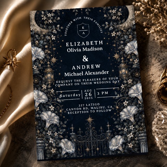 Gothic Dark Celestial Wedding Invitation (Creator Uploaded)
