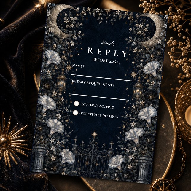 Gothic Dark Celestial Wedding RSVP Card (Creator Uploaded)