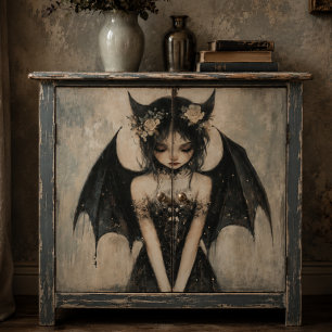 Gothic Dark Fairy with Floral Crown Decoupage Tissue Paper