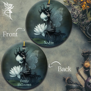 Gothic Dark Fantasy Fairy Skeleton Custom Name Ceramic Tree Decoration