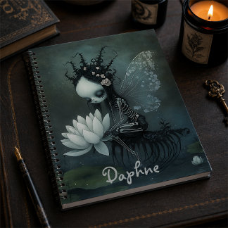 Gothic Dark Fantasy Fairy Skeleton Custom Name Notebook