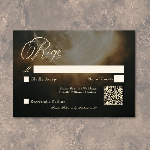 Gothic Dark Full Moon Arch Wedding QR RSVP Card