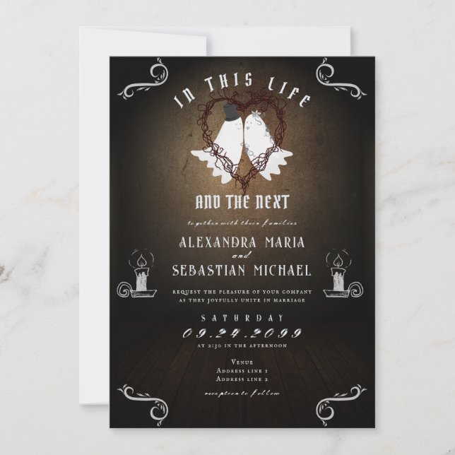 Gothic Dark In This Life & The Next Ghost Wedding Invitation (Front)