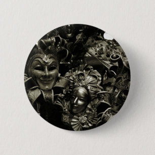 Gothic Dark Masquerade Masks Black and White 6 Cm Round Badge