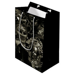 Gothic Dark Masquerade Masks Black and White Medium Gift Bag