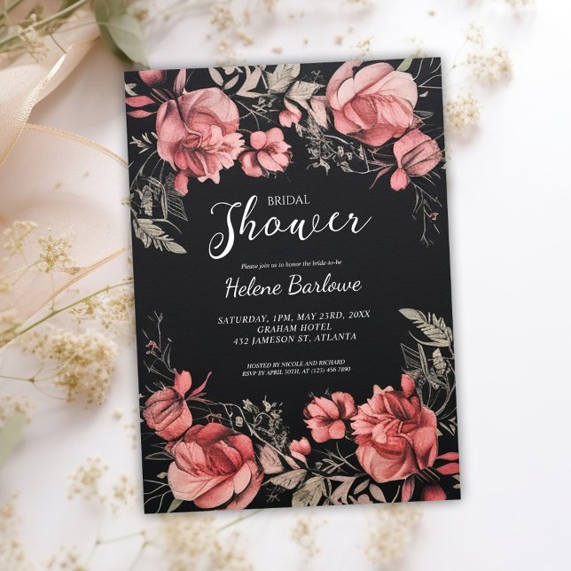 Gothic Dark Moody Floral Bridal Shower Invitation (Gothic Dark Moody Floral Bridal Shower Invitation)