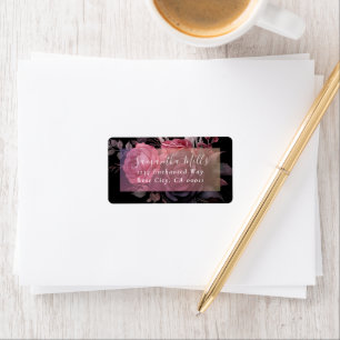 Gothic Dark Moody Floral Rose Wedding Label