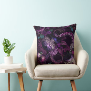 Gothic Dark Pink Tentacle With Flowers Cushion