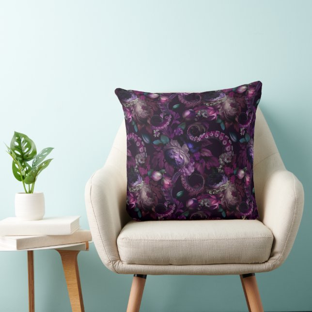 Gothic Dark Pink Tentacle With Flowers  Cushion (Chair)