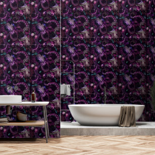Gothic Dark Pink Tentacle With Flowers Wallpaper