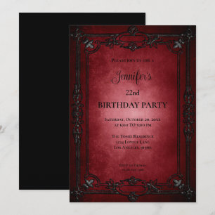 Gothic Dark Red Birthday Invitation
