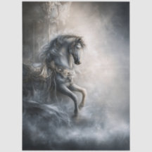 Gothic, Dark Romance Carousel Horse for Decoupage
