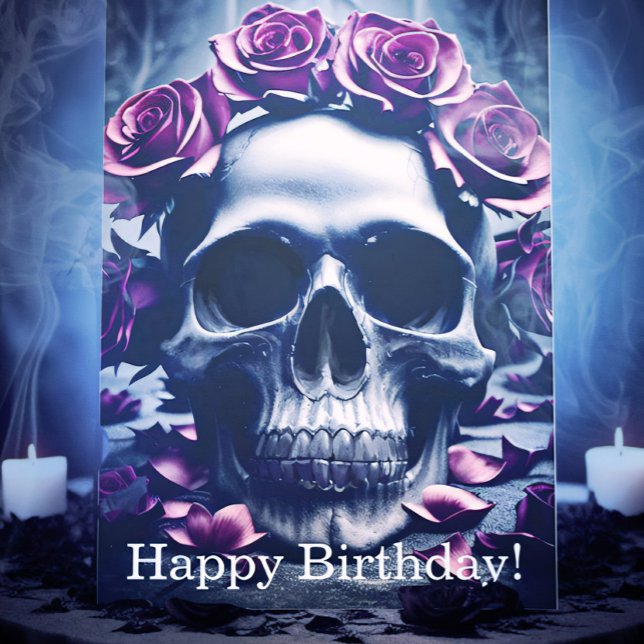 Gothic Dark Rose & Skull Birthday Card (Creator Uploaded)