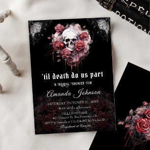 Gothic Dark Rose Skull Halloween Bridal Shower  Invitation
