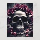 Gothic Dark Rose & Skull Poster Postcard<br><div class="desc">A dark and gothic painting of a human skull surrounded by pale gothic roses and petals,  featuring a creepy desaturated gothic atmosphere and otherworldly atmosphere,  this postcard is perfect for lovers of dark gothic skulls and dark romantic gothic flowers and roses.</div>