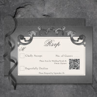 Gothic Dark Skeletons & Rose Heart Wedding QR Code