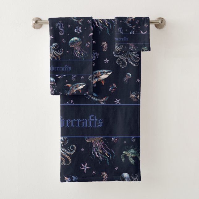 Gothic Dark Underwater World Bath Towel Set (Insitu)