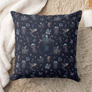 Gothic Dark Underwater World Monogram Cushion