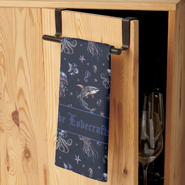 Gothic Dark Underwater World Tea Towel (Thirds Fold)